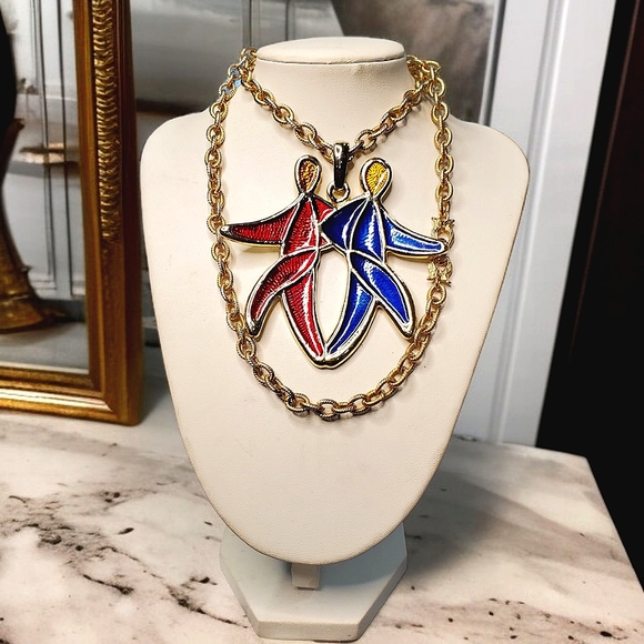 CRAFT Ultra Rare Vintage Gemini Zodiac Massive Statement Necklace - Picture 2 of 4